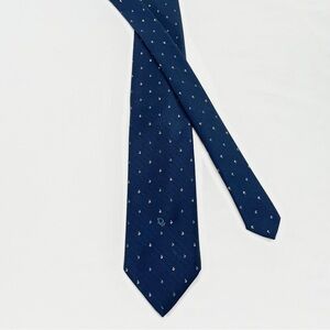 Christian Dior Monsieur Vintage 80’s Silk Blend Tie Navy Blue Micro Print Men's